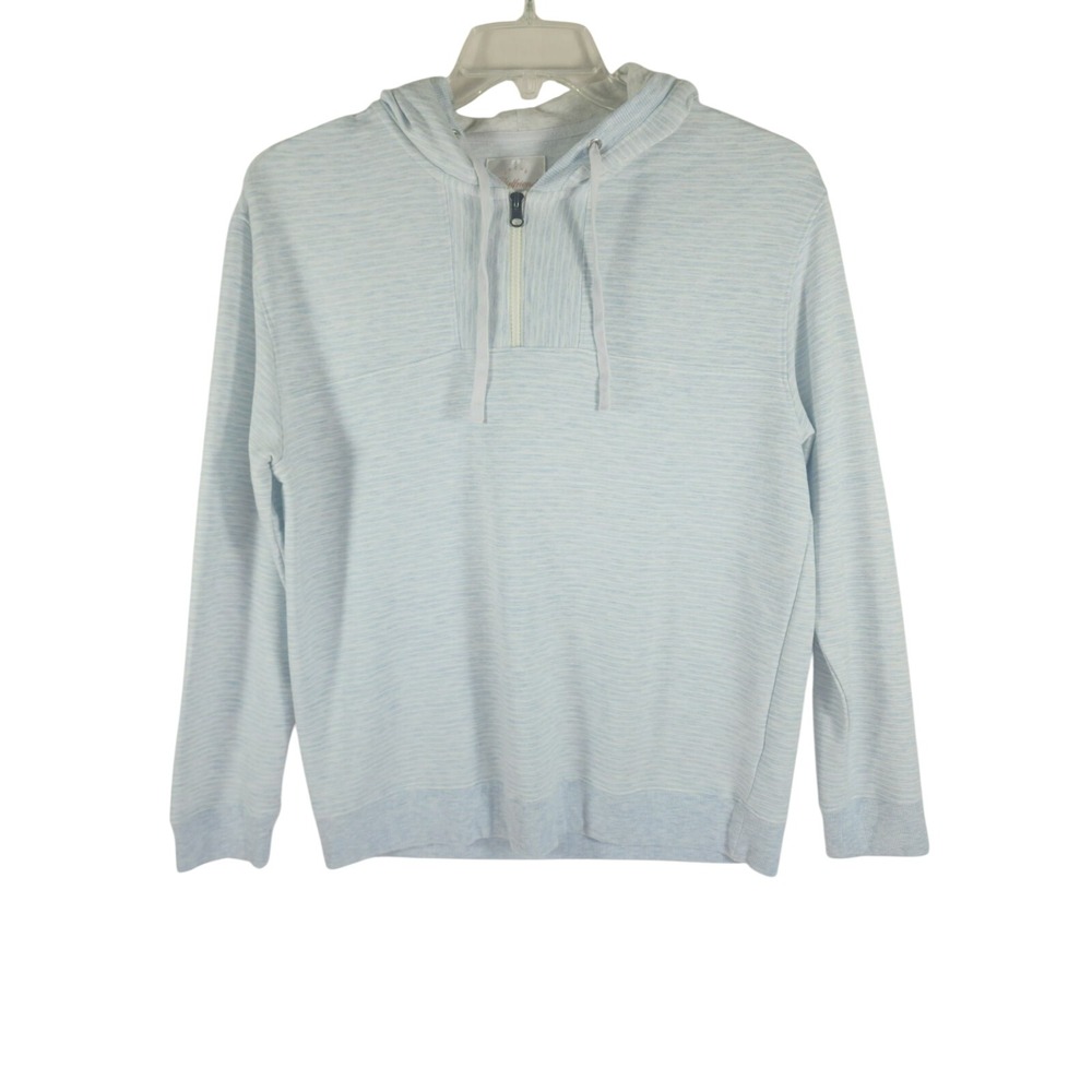 JACHS New York Womens SAMPLE Hoodie Light Blue Pullover 1/4 Zip Coastal Casual